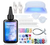 Lampada UV + 100G Aggiornamento Tipo Duro Resina UV + Pigmento di Colore + Paillette + Strumento + Guanto UV Resina Starter Kit per la fabbricazione di gioielli