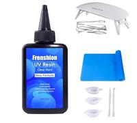 Lampada UV + 100G UV Resin, Aggiornamento Formula UV Resin Solar Cure Luce solare Attivata Duro UV Resin + Mat + Strumento per la fabbricazione di gioielli, fusione e rivestimento e fai da te Craft