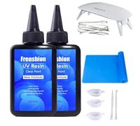 Lampada UV + 200G UV Resin, Aggiornamento Formula UV Resin Solar Cure Luce solare Attivata Duro UV Resin + Mat + Strumento per la fabbricazione di gioielli, fusione e rivestimento e fai da te Craft