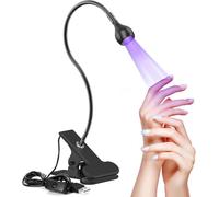 Lampada UV da 5 W per unghie in gel, USB Mini lampada UV piccola con clip di sicurezza e testa girevole a 360 gradi per manicure unghie asciutte