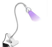 Lampada UV LED per unghie, mini lampada gel per unghie, lampada per unghie con clip di fissaggio girevole, luce LED argentata, durevole, facile da installare, facile da usare