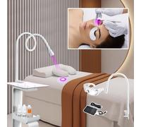 Lampada Uv Per Ciglia Con Benda Sull'Occhio E Occhiali, Lampada Polimerizzante Per Colla Uv Usb Con Clip, Lampada Per Estensione Ciglia A Led, Interruttore A Pedale, Collo Di Cigno Flessibile,White