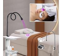 Lampada Uv Per Ciglia Con Benda Sull'Occhio E Occhiali, Lampada Polimerizzante Per Colla Uv Usb Con Clip, Lampada Per Estensione Ciglia A Led, Interruttore A Pedale, Collo Di Cigno Flessibile,Black