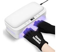 Lampada UV per Unghie con Bracciolo e Guanti UV: Professionale LED Lampada per Unghie, 4 Timer Asciugatrice Pieghevole con Poggiamano per Unghie Smalto Gel per Casa e in Salone, Bianco