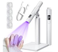 Lampada UV per unghie in gel, mini lampada UV portatile con supporto e 4 teste in silicone, ricaricabile, 2 modalità di misurazione del tempo, per smalto gel, per indurire rapidamente la colla per