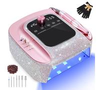 Lampada UV per unghie ricaricabile 2 in 1 e kit elettrico per trapano per unghie con sensore automatico, display LCD, 45000 giri/min, macchina professionale per asciugare le unghie in gel per uso