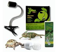Lampada UVB rettili 13 W 5.0 + Portalampada Con Pinza e Interruttore kit Completo Per Tartarughe da terra e Piccoli Animali Lucertole Iguana Camaleonti Pogone Varani ecc..Pet Tribe