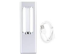 Lampada UVC portatile sterilizzatrice a raggi ultravioletti per armadio, bagno e ufficio dell'auto, batteria ricaricabile tramite USB 890 mAh, luce UV germicida con copertura a (Argento)