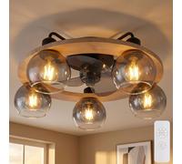 Lampada Ventilatore Ventilatore Da Soffitto Con Telecomando Timer Legno Fumoso [EEK: Non valutato]