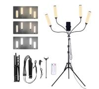 Lampada Video Dimmerabile LED, Quattro Bracci Lampada Estetista con Treppiede e Supporto per Telefono per Luce Truccatore, Lampada per Ciglia, Live Bellezza, Tatuaggio, Riprese Studio
