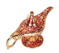 Lampada vintage Aladdin Magic Genie per casa, feste, matrimoni, decorazione e regalo, classica lampada araba in lega di zinco (oro e rosso)