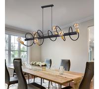 Lampada Vintage Da Soffitto Pendente Regolabile Nera E Oro Per La Sala Da Pranzo [EEK: Inaditato]