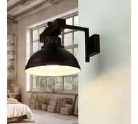 Lampada Vintage In Metallo Marrone Con Legno Reale H:20cm E27 Interno Applique