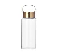 Lampada Wireless Andon, Batteria USB, 3 Livelli di Luminosità, Vetro Borosilicato Soffiato, Trasparente - Ottone, Ø 9,5 x h 29 cm