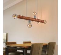 Lampada Wood a Sospensione 4 Fiamma da Soggiorno Braun Grigio L 70 CM [EEK: Non valutato]