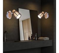 Lampada Wood Parete Spot da 2er Set Faretto Mobile Casa di Campagna Cromo Legno [EEK: Non valutato]