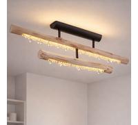 Lampada Wood Plafoniera di Cristallo Casa Campagna Metallo Nero LED