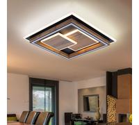 Lampada Wood Plafoniera Luci Soggiorno MDF Metallo Nero LED [EEK: E]