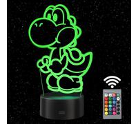Lampada Yoshi, Luce Notturna 3D LED, Mario Party Jamboree con Telecomando | Illuminazione ricaricabile USB 16 Colori, Idee Regalo di Compleanno per Bambini e Ragazzi