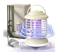 Lampada Zanzare da Interno e Esterno, Ammazza Zanzare Elettrico 5W, Zanzare Elettrico Portatile, Antizanzare Elettrico Portatile, Uccidi Zanzariera Elettrica con Luce di LED (Ricaricabile, Beige)