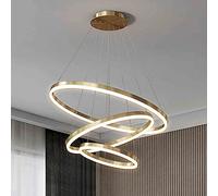 Lampadari a 3 colori Lampadario a LED LED Lampadario Sala da pranzo Camera da letto Lampadario regolabile anelli appeso cerchio a cerchio luci a sospensione (oro)