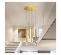 Lampadari a LED Compatible with scale moderne Lampadari Compatible with soggiorno in villa nordica Illuminazione Scale rotanti Luci a sospensione a LED nere oro,lampada un aspetto elegante