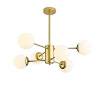 Lampadari a LED moderni, lampada a ciondolo retrò a sfera retrò regolabile vintage lampade a sospensione di metallo, lampade a soffitto per sala da pranzo camera da letto (colore: bianco 6 luce)