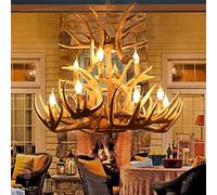 Lampadari a Sospensicon Corna Di Cervo, Luci da Soffitto Retrò a Doppio Strato con Corna Di Cervo,Pade a Sospensiper Isola Cucina Sala da Pranzo,Padari Rustici da Soffitto (12 Luci)/8+4 Luce/a