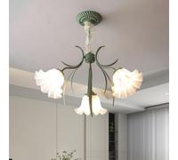 Lampadari A Sospensione Di Campagna Francese Lampadario In Metallo Dal Design Floreale Vintage Paralume in Acrilico Plafoniera Retrò Per Soggiorno Camera Da Letto Ristorante Portico Corridoio (3teste）