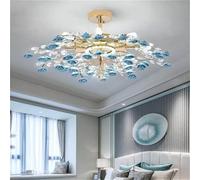 Lampadari creativi Lampada a sospensione di cristallo Branch Home LED Ceramica Fiore Fixture per Living Dining Room Decor (Blu,D60 cm (1pcs))