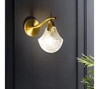 Lampadari da Parete Geometrici Applique da Parete in Rame con Paralume in Vetro Fantasia, Lampada Moderna da Parete Base E14 per Camera da Letto Comodino Soggiorno Sala da Pranzo Corridoio