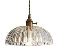 Lampadari da soffitto con attacco E27, lampadario in stile minimalista francese, testa di lampada in ottone creativa paralume in vetro for la decorazione hotel, ristoranti e club ricreativi(30cm)