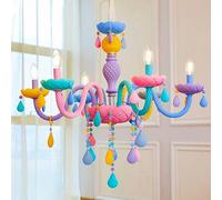 Lampadari di cristallo colorati, 6 luci moderne per camera delle principesse, decorazione romantica, lampadario a candela per camera dei bambini, plafoniere creative e giovanili (senza lampadine)