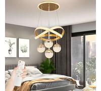 Lampadari di Cristallo, Lampadario per Sala da Pranzo, Lampadario Moderno, Lampada A Sospensione A LED Dimmerabile per Soggiorno, Camera da Letto, Isola della Cucina con Telecomando, La, Gold