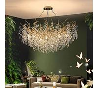 Lampadari di cristallo moderni Lampadario a sospensione con ramo di un albero d'oro Illuminazione a sospensione Plafoniere rotonde per sala da pranzo, camera da letto, soggiorno