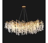 Lampadari di cristallo moderni per sala da pranzo L100cm Lampadari di rami di albero color oro rettangolo Lampadari di grandi dimensioni per sala da pranzo Luci Apparecchio Lampadari di rami di