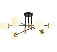 Lampadari di sputnik in vetro a 6 luci di latte di latte moderno a soffitto in metallo chiaro oro nero medio secolo moderno vicino alla bolla leggera del soffitto per la sala da pranzo per camera da