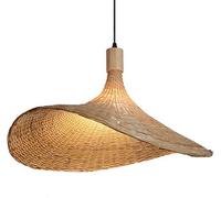 Lampadari in stile giapponese Gabbia di bambù Paralume Cappello a forma di cappello Cestino in rattan fatto a mano Lampade a sospensione Fai da te Vimini cavo E27 Lampade a sospensione ,lampadario