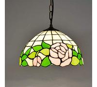 Lampadari in stile Tiffany, vetrate appendere le luci del soffitto, E27 decorazione camera da letto soggiorno ciondolo lampada principale del soffitto della lampada (12 pollici),21