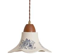 Lampadari in vetro bianco - Lampadari in porcellana blu e bianca, lampade a sospensione a forma di fiore in ceramica, lampadari vintage in legno per isola cucina, camera da letto, sala da pranzo, bar
