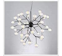 Lampadari, lampada da soffitto creativa minimalista per soggiorno, lampada a forma di lucciola a forma di ramo di albero molecolare con sfera di vetro, illuminazione nordica (colore: nero - 27 teste)