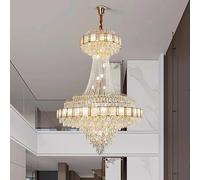 Lampadari, Lampadario di cristallo lusso grande oro nordico decorazione della casa led lampada a sospensione fascia alta Cristal Lustres for scala villa duplex(Warm light,120x180cm)