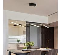 Lampadari,Lampadario LED Tavolo da Pranzo Camera da Letto, Moderna Lampada a Sospensione Regolabile Dimmerabile con Telecomando, Spirale Design Plafoniera per Cucina Soggiorno Bagno (Nero, L100cm)