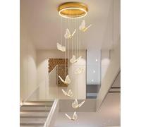Lampadari LED per Ingresso Soggiorno Soffitto Alto Lampadario Acrilico Farfalla Grandi Luci A Sospensione A Soffitto Apparecchio di Illuminazione Sala da Pranzo Moderna Cor, Warm Light, 9 Heads