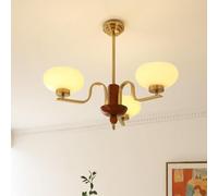 Lampadari moderni di metà secolo, lampada a sospensione in vetro di latte, grande lampada a sospensione da soffitto in oro bianco, lampadario rotondo V-intage, lampadario da pranzo