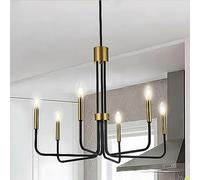 Lampadari Moderni In Ottone Nero E Oro, Ø71cm Lampadari Vintage A 6 Luci, Sospensione Regolabile In Altezza, Sala Da Pranzo Isola Cucina Soggiorno Foyer Camera Da Letto E14 (Lampadine Non Incluse)