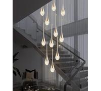 Lampadari moderni LED Scala Illuminazione a sospensione a goccia d'acqua per Villa Duplex Scala Lampada a sospensione lunga Villa di cristallo Lampada lunga da ristorante (Colore : 10 Lights) Warm