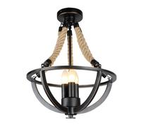 Lampadari,Padari Decorativi Moderni a 3 Lucir Isola da Cucina con Plafoniere in Stile Americano e Corda Di Canapa Industriale, Idealir Soggiorno, Camera da Letto, Corridoio