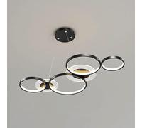 Lampadari,Padario a Led ad Anello,Padario Modernor Sala da Pranzo con Dimmer a 3 Colori da 3000K-6000K, Illuminazisospesa Sopra il Tavolo da Pranzo/Nero/A