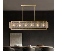 Lampadari,Padario in Vetro Fatto a Mano con Effetto Increspatura D'Acqua, Creativo Postmoderno, Semplice Illuminazida Soffitto in Rame Puro Americano, Luci a Sospensione/L103Cm/Variabile